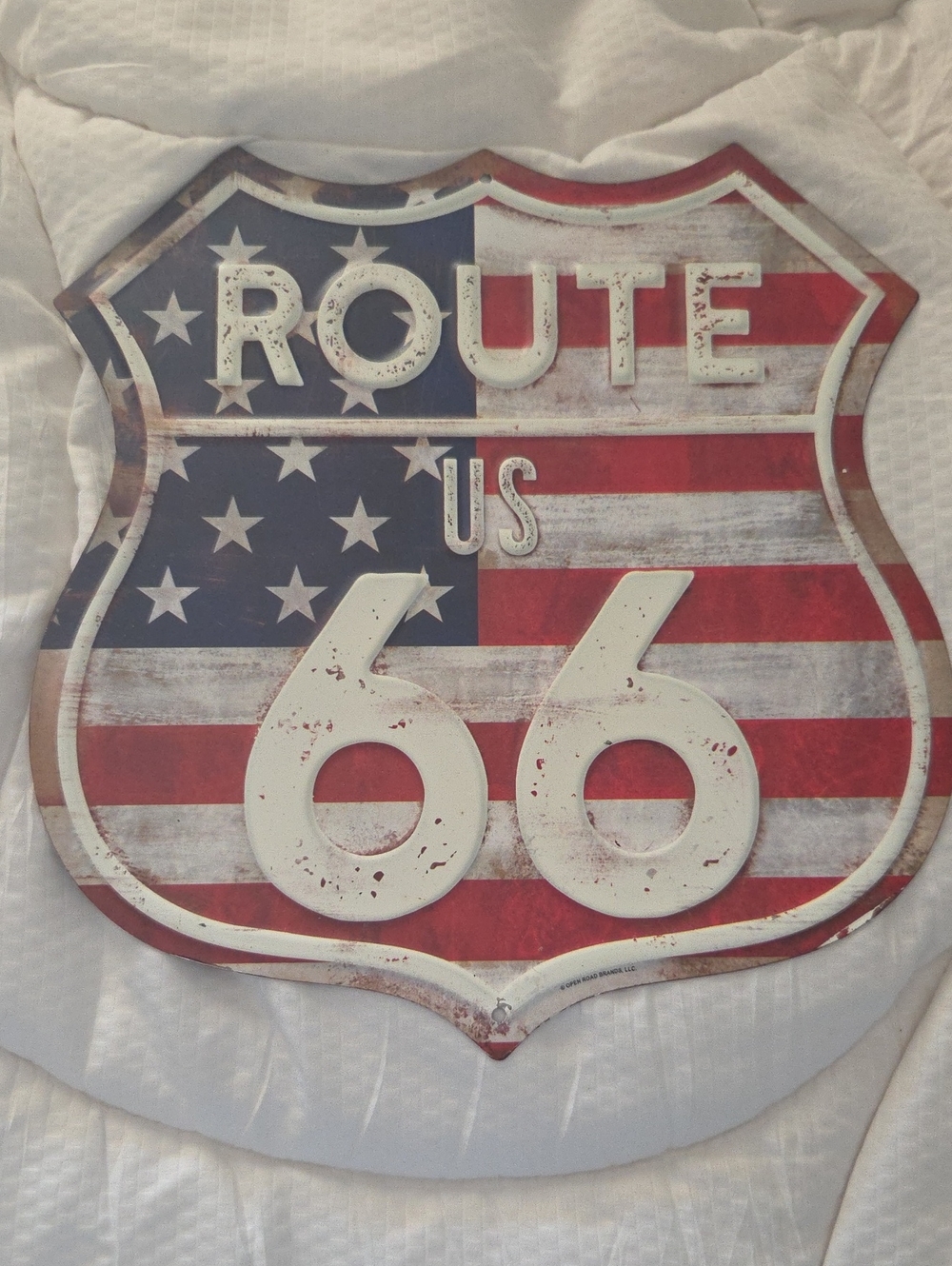 Open Road Brands Route 66 Shield Wall Sign - Red, White, Blue
